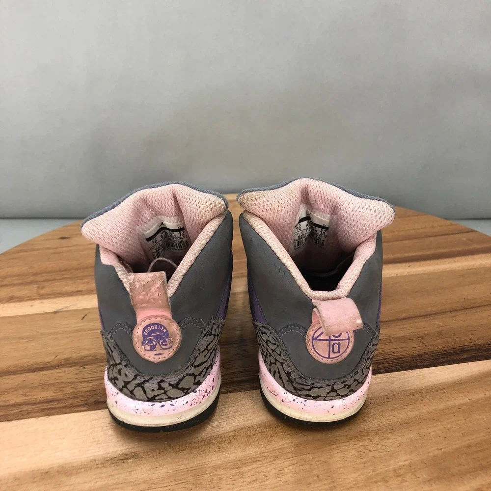 Jordan Spizike Toddler Sneakers Gray Pink Mid Top Shoes Size 7C